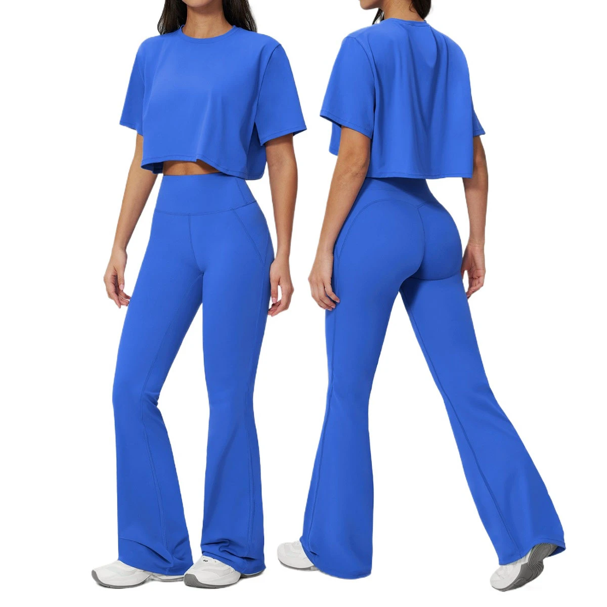 Women's Plus Size High-Intensity Yoga Workout Set Nylon/Spandex Four-Way Stretch Breathable Top Elastic Waist Quick-Dry
