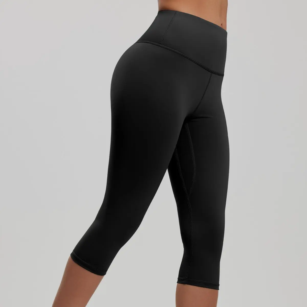 Women's High Waist Yoga Capri Pants Knee Length Quick-Dry Sports Tight Slimming Outdoor Running Gym Fitness Leggings