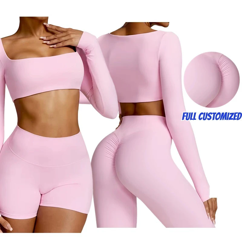 2024 New Design Women Sportswear Long Sleeve Sports Leggings High Waist Butt Lifting Leggings Gym Fitness Yoga Pants