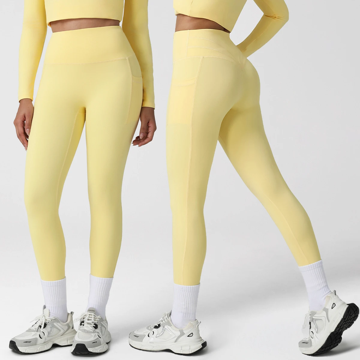 XW-LD0002 Summer Gym Fitness Wear Lift Hips Pants Sports Side Pockets Running Comfortable High Waist Yoga Leggings for Women
