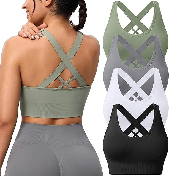 Women's Sports Bra Breathable Shockproof Running Vest with Chest Pad Fitness Training Yoga Bra Plus Size for Outdoor Sports