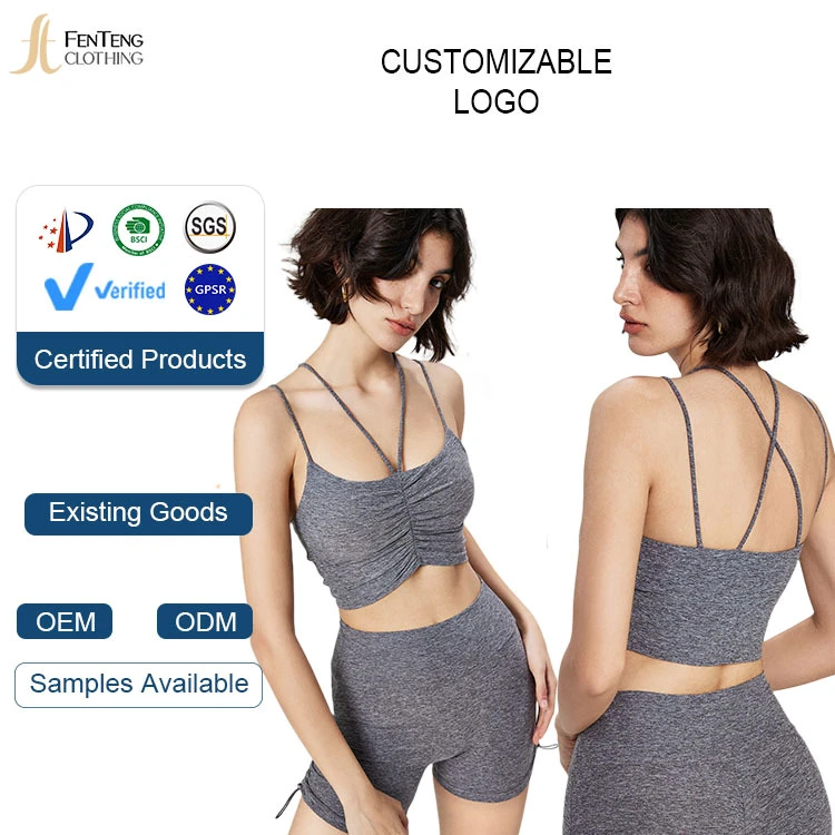 Under Lulu Custom Nude Feel Sports Underwear Women's Seamless High Support Thin Shoulder Straps Yoga BraFaux Two-Piece Backless