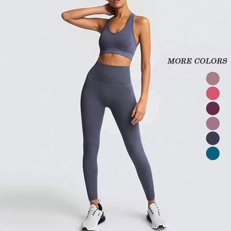 Women Gym Suit Sport Bra Tops Yoga Leggings Seamless Compression Set Yoga Pants High Waist and Sport Bra