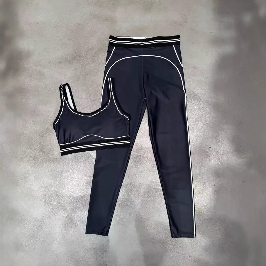 Custom Spandex Yoga Wear Set Fashion Sleeveless Tank Top High Waist Hip Lifting and Abdominal Compression Fitness 2-piece Set