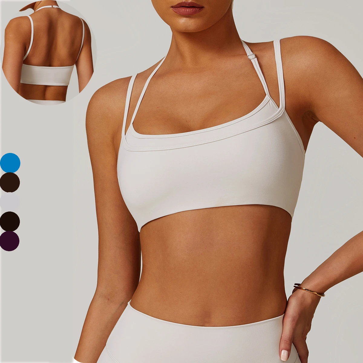 Custom LOGO Adjustable Halter Neck Womens Breathable Tight Workout Yoga Fitness Wear Gym Sport Bra