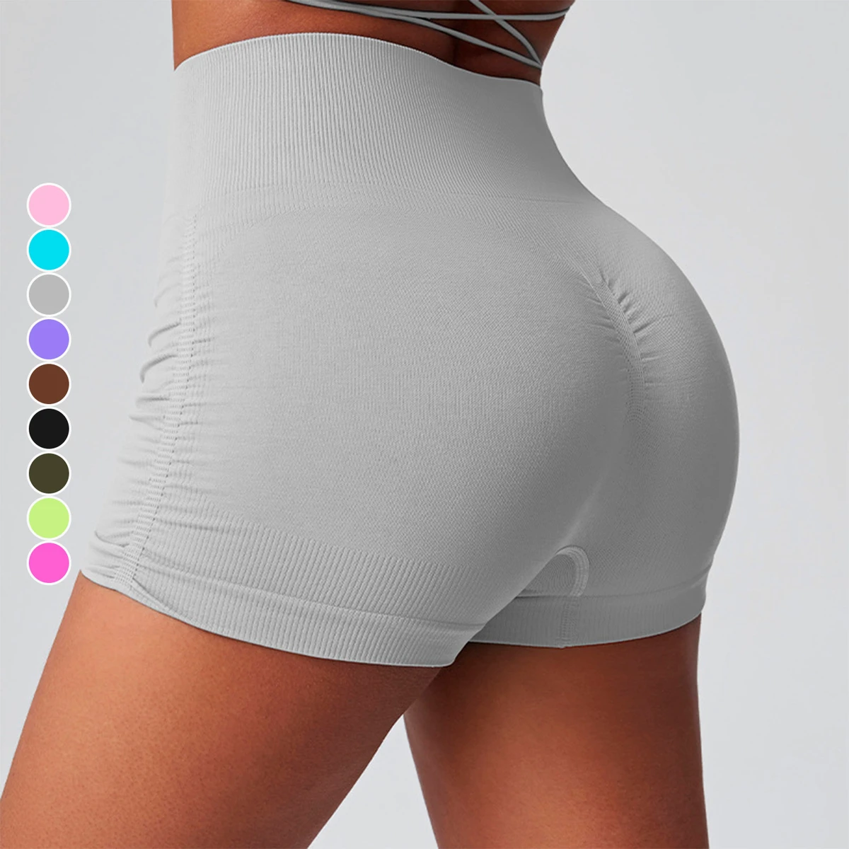 Women's High Waist Yoga Leggings Quick Drying Buttock Lifting Solid Pattern Workout Sports Shorts For Fitness Biking Running