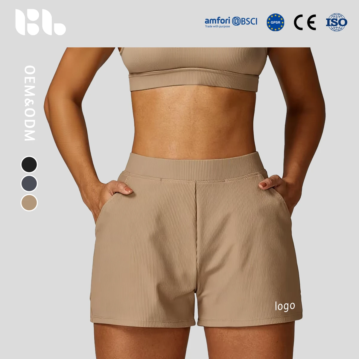 Women's Solid Spandex/Nylon Elastic Waist Quick-Dry High Waist Sports Shorts Breathable Pockets for Tennis Running Yoga