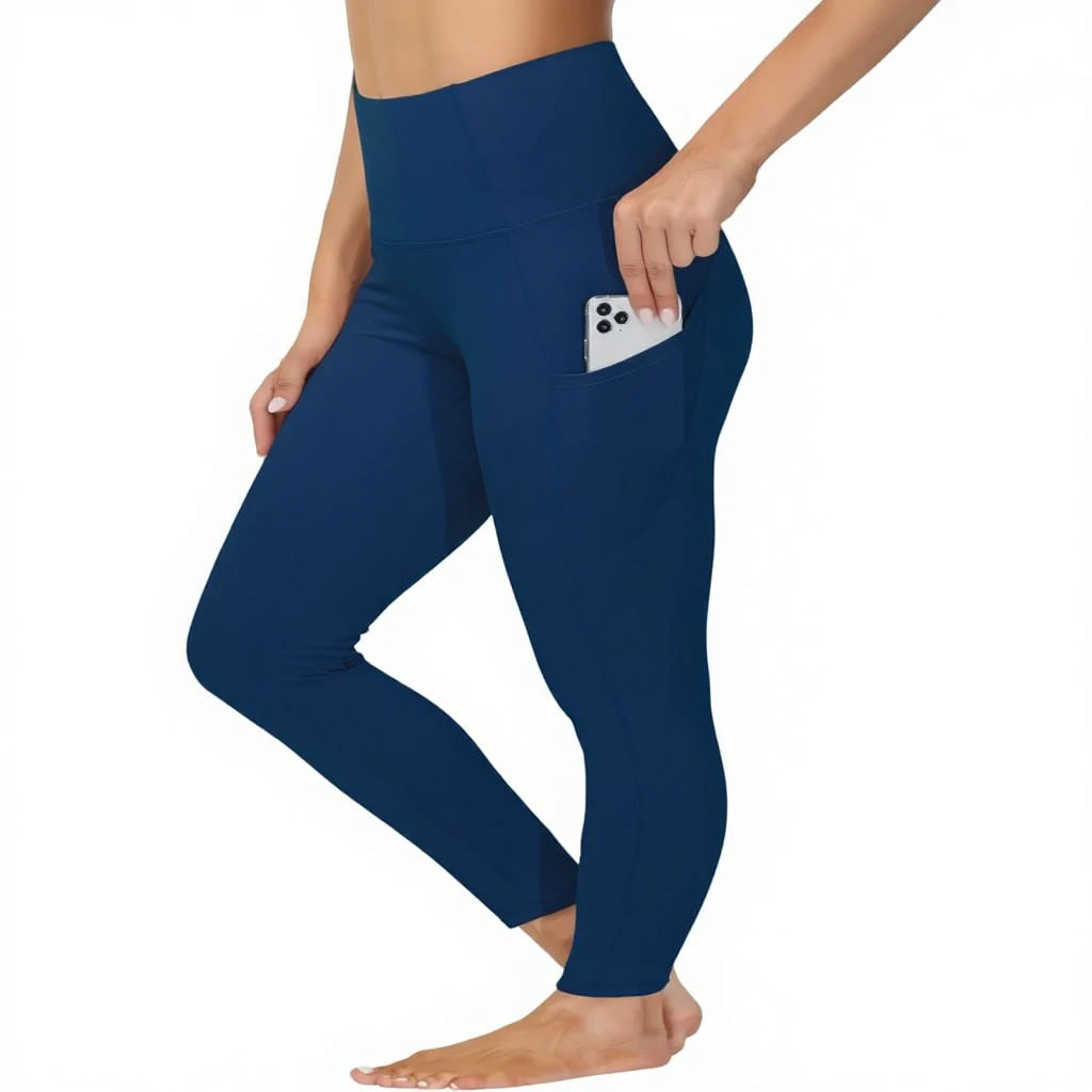 Dragon Fit High Waist Yoga Leggings with 3 Pockets Tummy Control 4 Way Stretch Polyamide Color Blocking Full Length