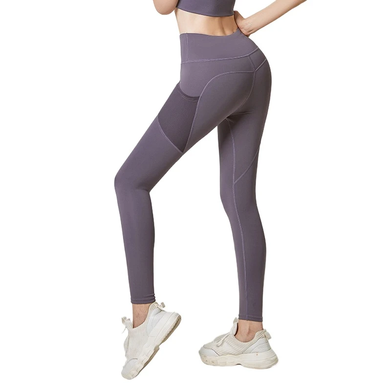 Women's High Waist Tummy Control Workout Yoga Leggings with Side Pockets Butt Lifting High Stretch Elastic Athletic Gym Leggings