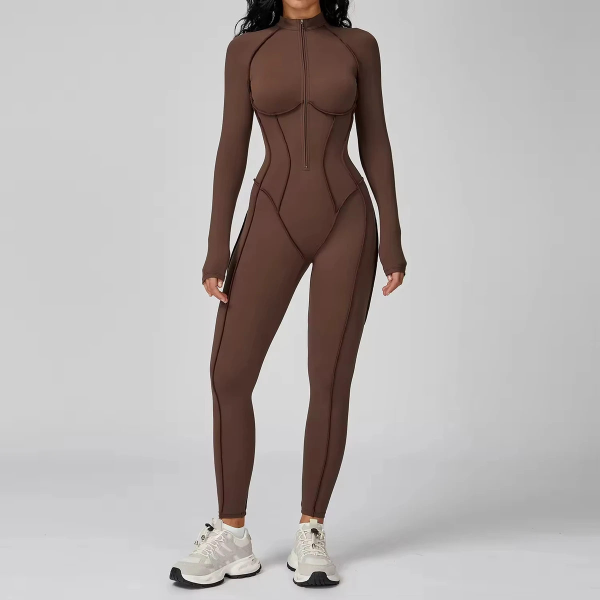Women Sportswear High Elastic One Piece Bodysuit Custom Tight Sports Jumpsuit Workout Long Yoga Jumpsuit for Women Yoga Wear