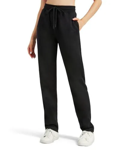 Women's Tall Mid-Rise Drawstring Fleece Jogger Sweatpants Long Wide Leg Extra Long Cotton Blend Sports Pants with Pockets