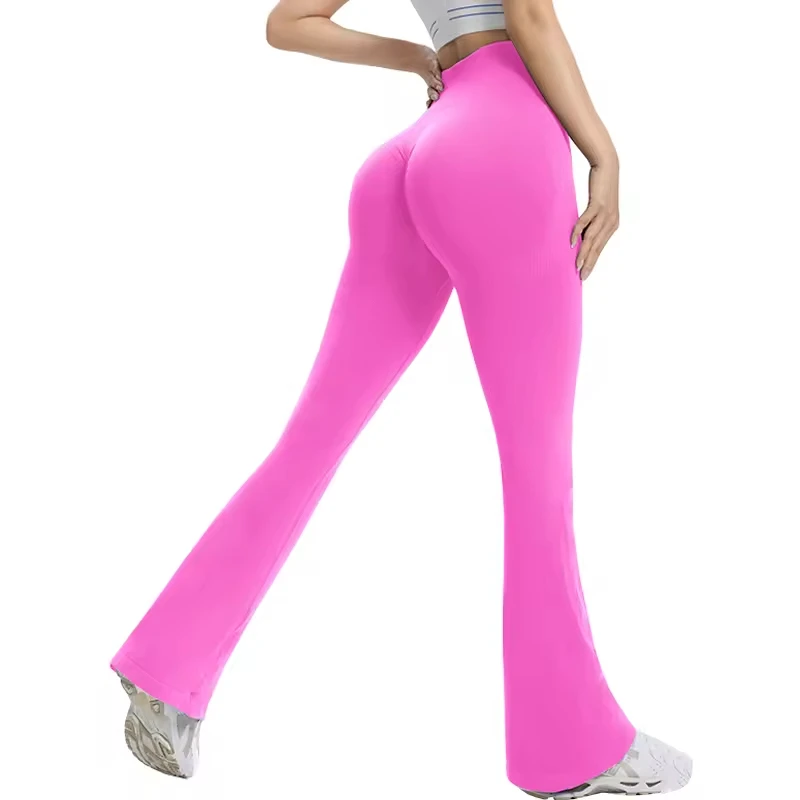 Women's High Waist Yoga Pants Tummy Control Flared Leggings Quick-Dry Cropped Workout Leggings