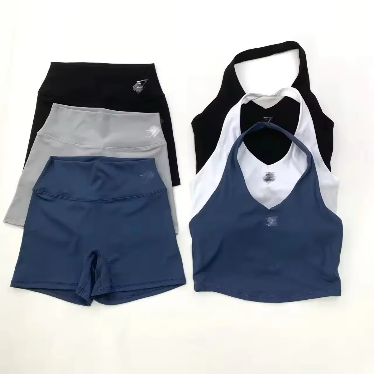 Gym Yoga Shark Style Clothing Drying Yoga Pants Hip Lift Bras Fitness Set Solid Color Halterneck Bra Pilates Women Yoga Pants