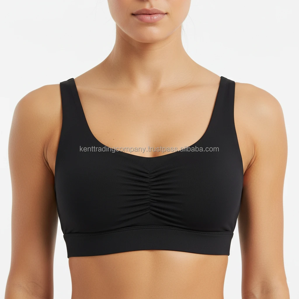 Women's Lightweight Breathable Sports Bra Nylon Spandex Four-Way Stretch Crisscross Straps Medium Support U-NECK Gym Workout