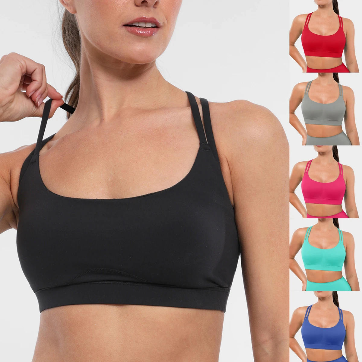 Vractive Active Padded Sports Bra Lightweight Eco-Friendly Yoga Sports Cross Back Non-adjusted Straps Medium Support Top Women