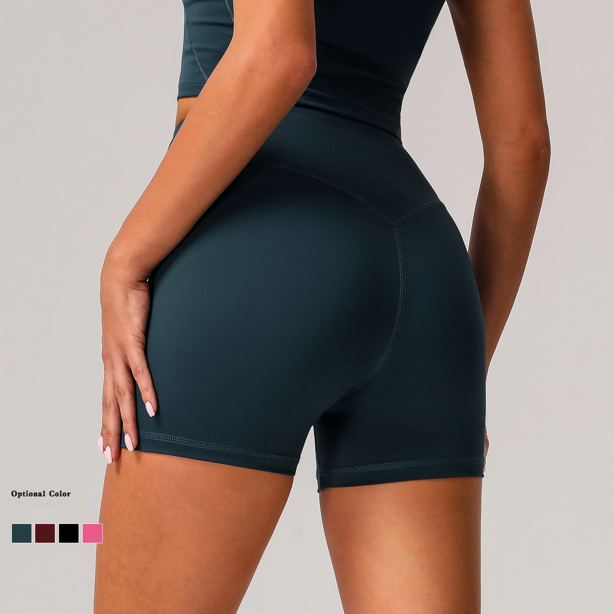 Women's High Quality Elastic Waist Sports Shorts Quick-Drying Three-Quarter Pants Hip Lift High-Waist No T-Line for Running Yoga