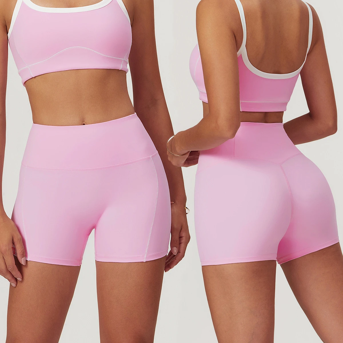 Nude Yoga Shorts Summer Three-quarter Pants Sports Riding Embarrassing Line Fitness Running Anti-exposure Tight Shorts