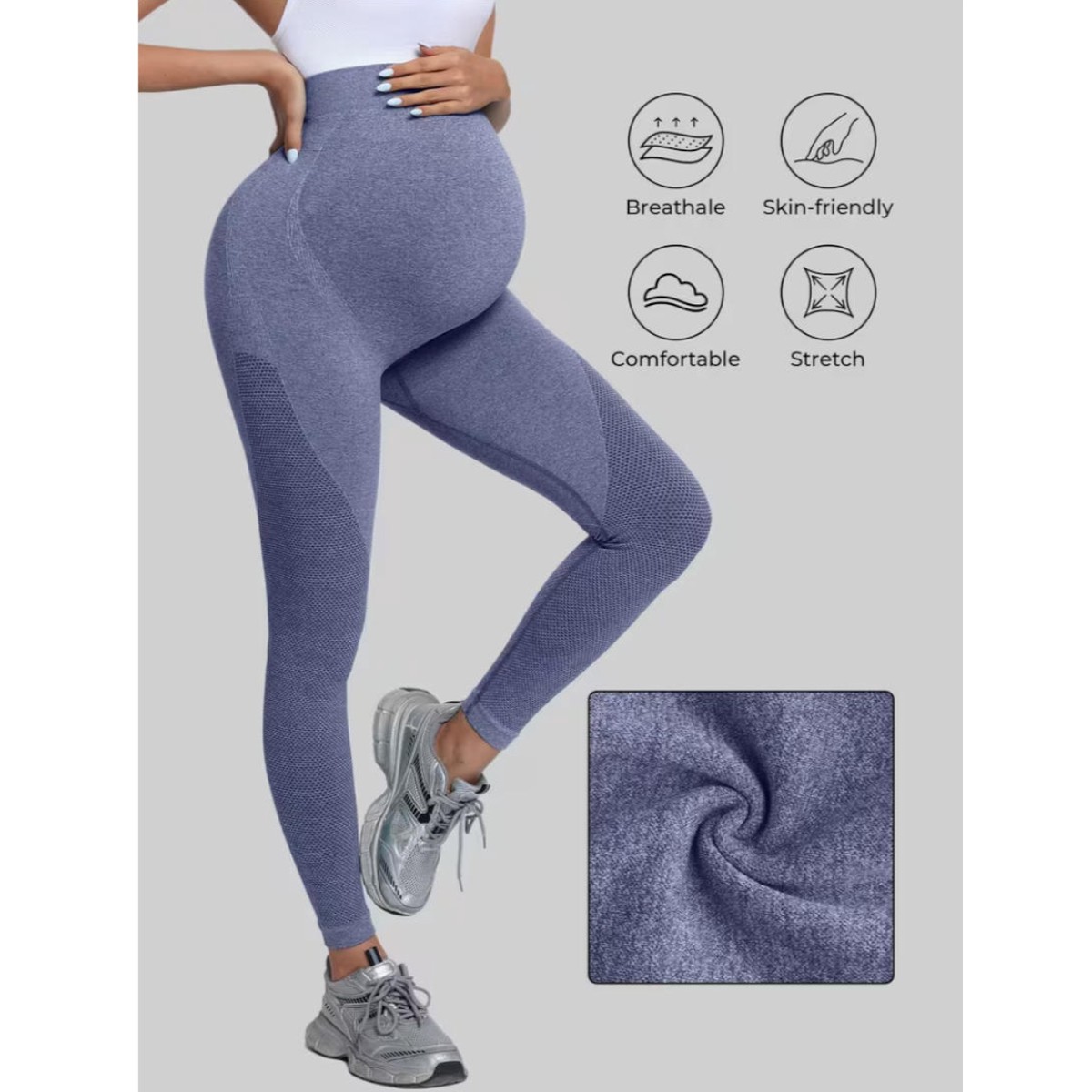 Maternity Solid Color High Waist Casual Leggings Abdominal Support Yoga Pilates Pregnancy Training Pants