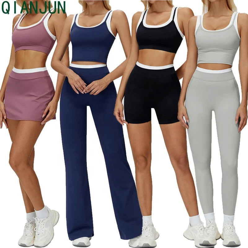 Custom New Arrival Gym Fitness Sportswear Strapless Sports Bra High Waist Leggings Women 6 Piece Yoga Sets