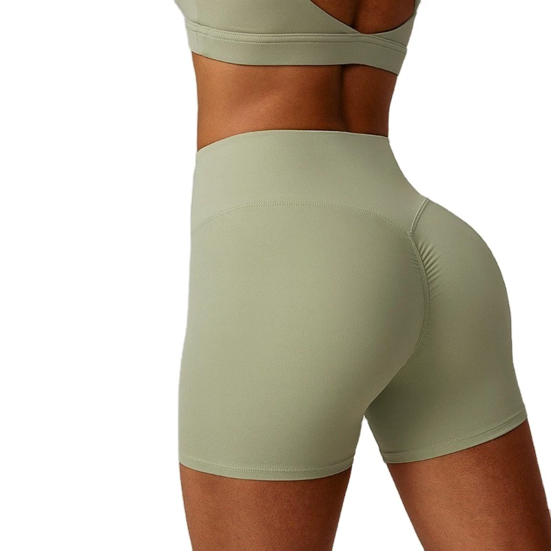 Tight Women's High Waist Hip-lifting Yoga Pants Sports Shorts Quick Dry Spandex/Nylon Wrinkle Resistant Solid Pattern In-Stock