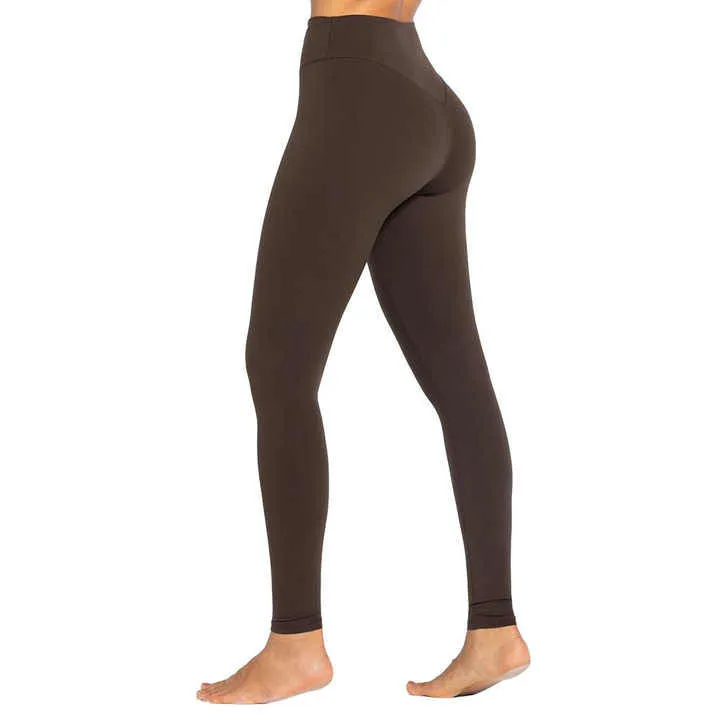 High Waist Full Length Solid Color Yoga Leggings Seamless Four-Way Stretch Spandex Nylon Pants