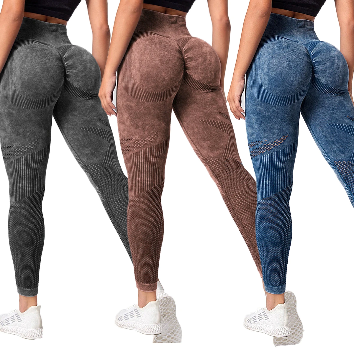 Women's High Waist Scrunch Butt Yoga Legging Tie Dye Spandex/Nylon Four-Way Stretch Breathable Lightweight Seamless Gym Pants