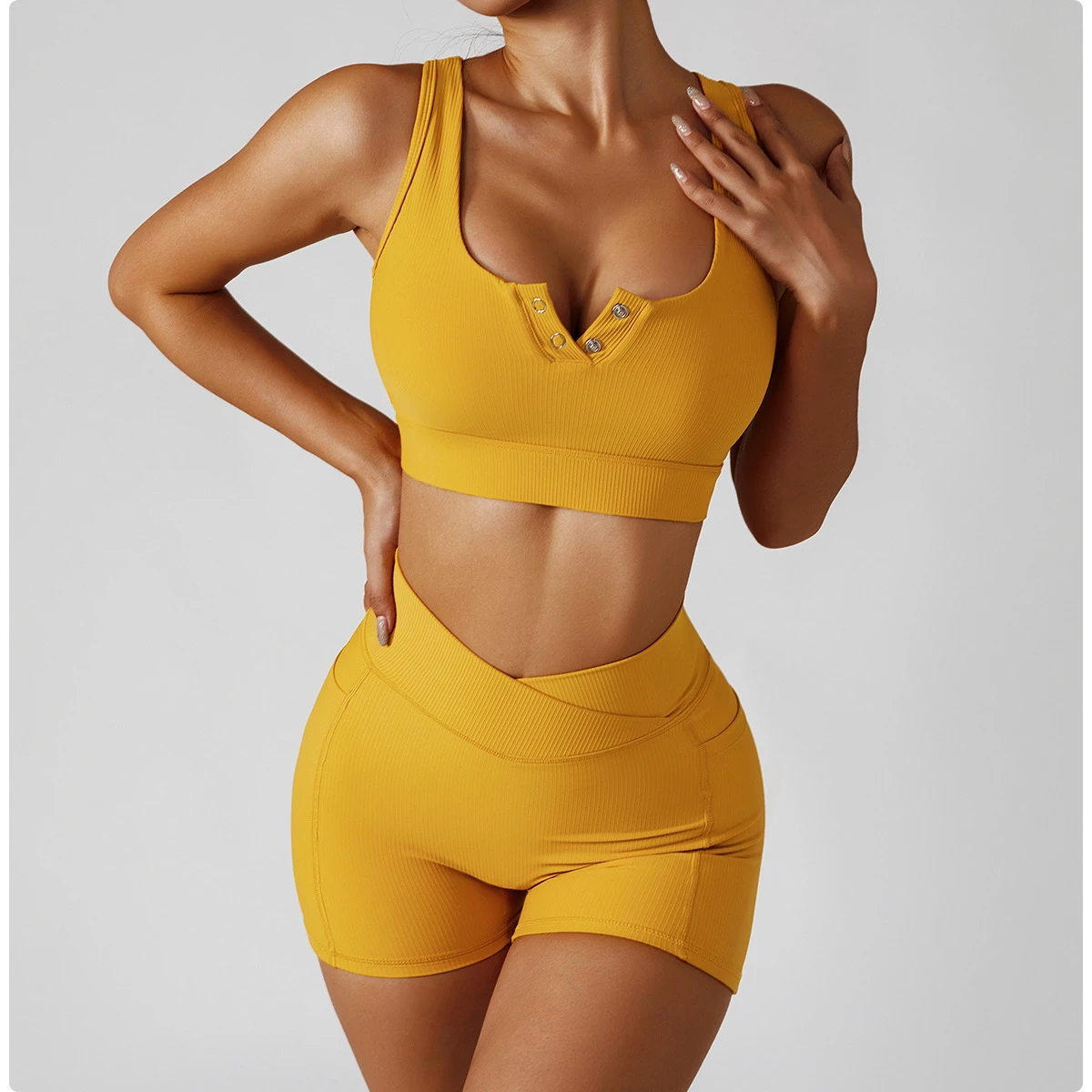 Cross Waist Head Hip Lifting Yoga Shorts Pocket Riding Running Fitness Pants High Waisted Skinny Running Sports Shorts