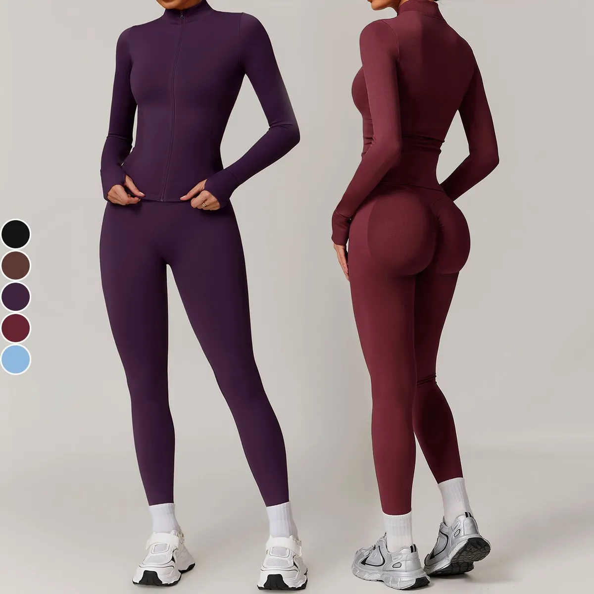 Best High Quality Seamless Sports Running Suit for Women Windproof Slim Warm Top Stand-Up Collar Zipper Quick Drying Plus Size