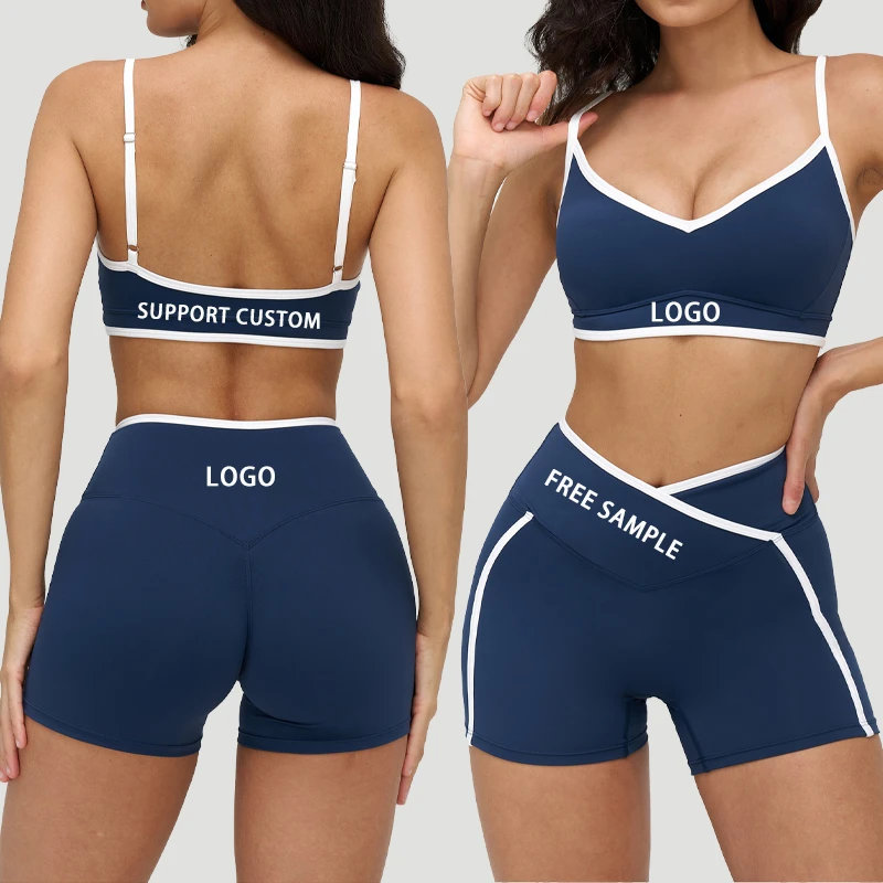 High Quality Plus Size Pilates Sportswear Breathable Gym Fitness Shorts Yoga Set with Front Logo High Waist Workout Clothes