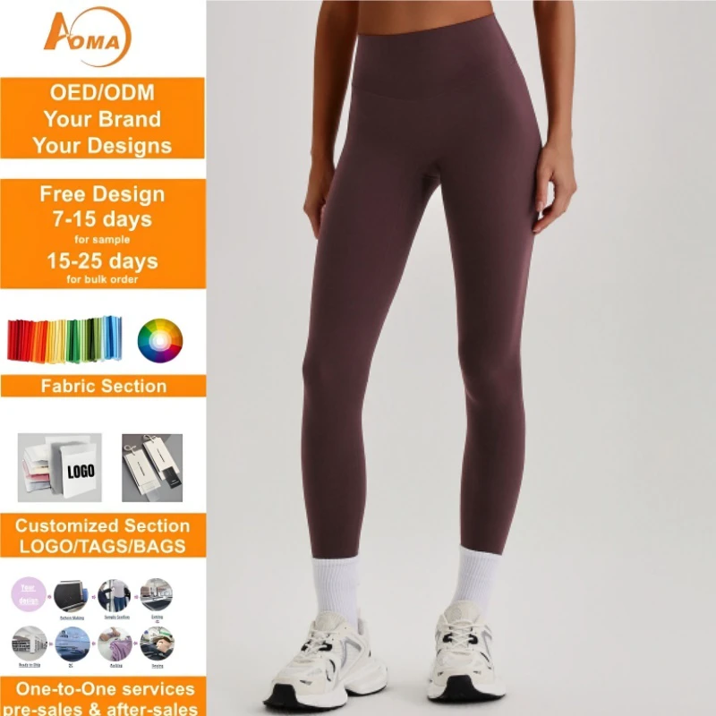 Aoyema Women Fitness Wear High Waist Tummy Control Shapewear Yoga Pants Wrinkle-Resistant Full Length Running Fitness Leggings