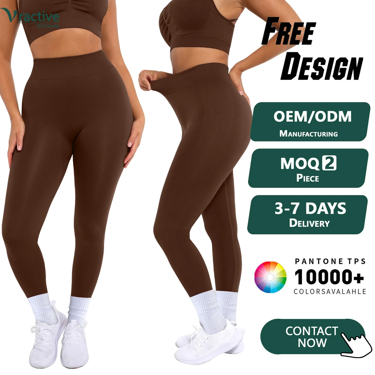 Vractive Wholesale Bulk Supply Seamless Yoga Leggings High Waisted Compression Curve Contouring Activewear