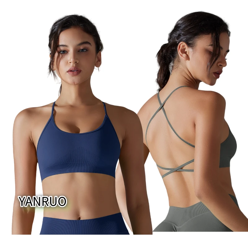 Women's High Support Adjustable Strap Yoga Sports Bra Removable Pads Breathable Spandex/Nylon Quick-Drying Seamless Design for