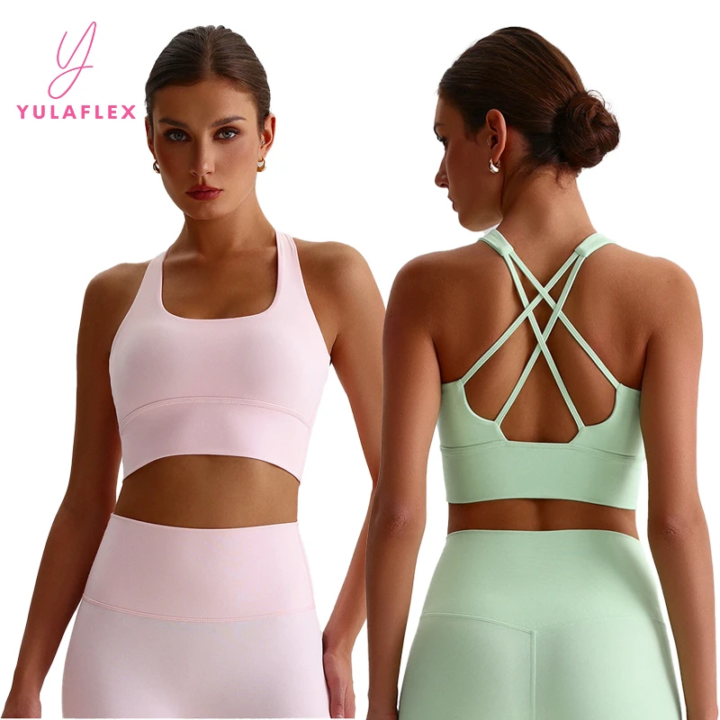 High Impact Custom Sports Bra for Women Fitness Training Push up Yoga Bra Running Gym Tank Tops Workout Clothes