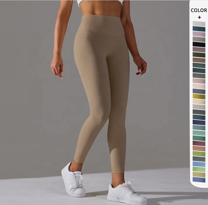 New Double Sided Sanding Yoga Cropped Pants High Waist Fitness Leggings for Women Bare Feeling Fitness Wear Running Pants
