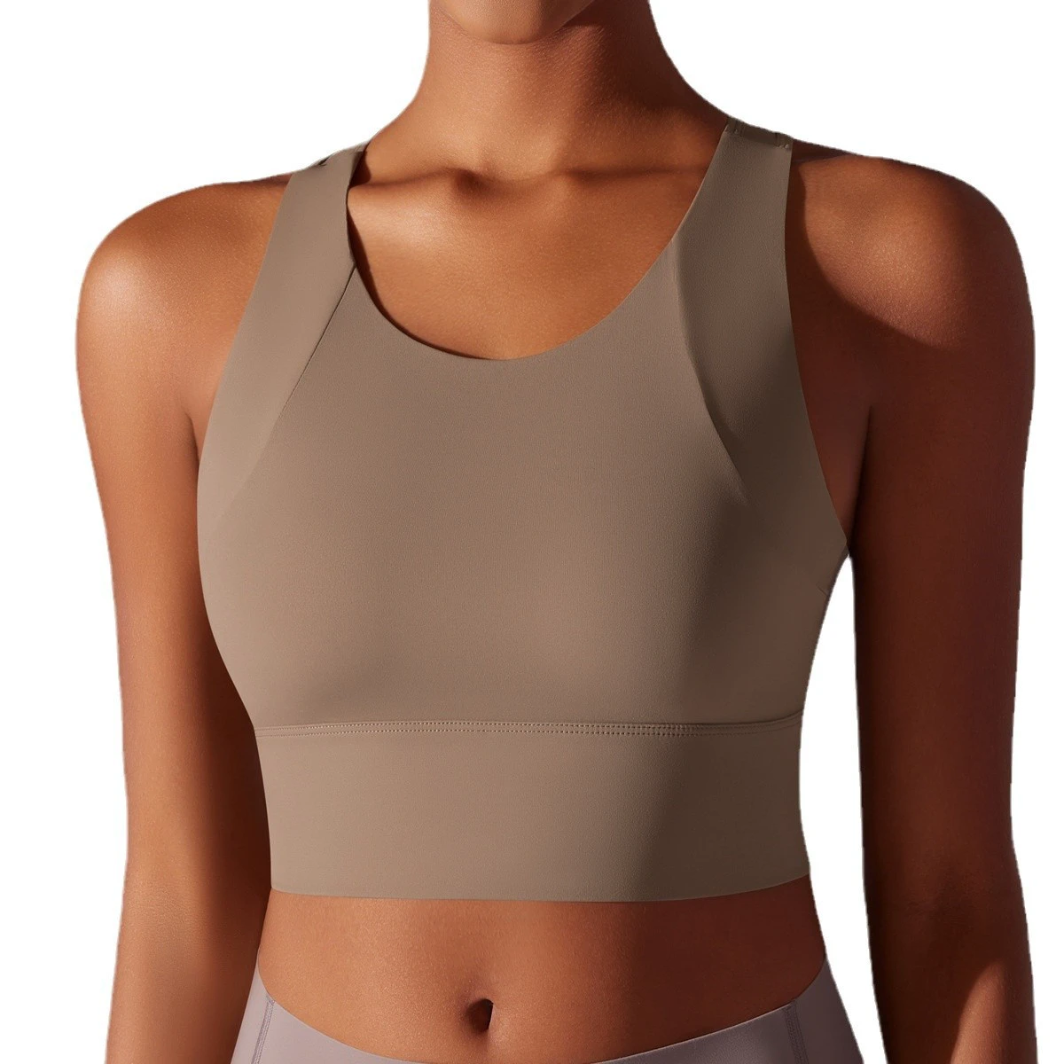 Fixed Cup One Piece Sports Front Logo Cohesion Curve Beautiful Back Fitness Yoga Suit Bra Women