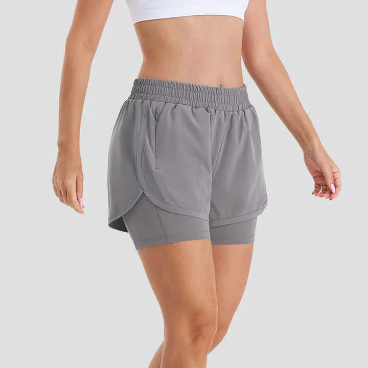 Women's Shorts Double Layer Fitness & Yoga Wear With Pockets New Hot Sell Women High Waist Running Shorts Workout