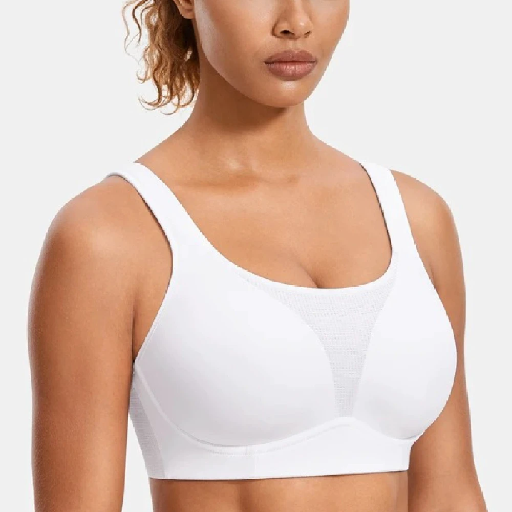 Breathable Full Cup Neck Sleeveless Customized Printing Cup Fitness Gym Wear Women High Support Seamless Sports Bra Customized