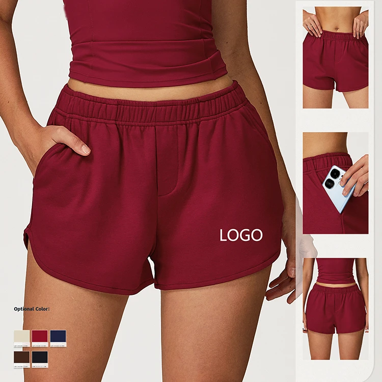 Custom Logo Women High Waist Sport Shorts Wide Leg Loose Fit With Pockets Yoga Fitness Gym Running Outdoor Lightweight Soft Warm