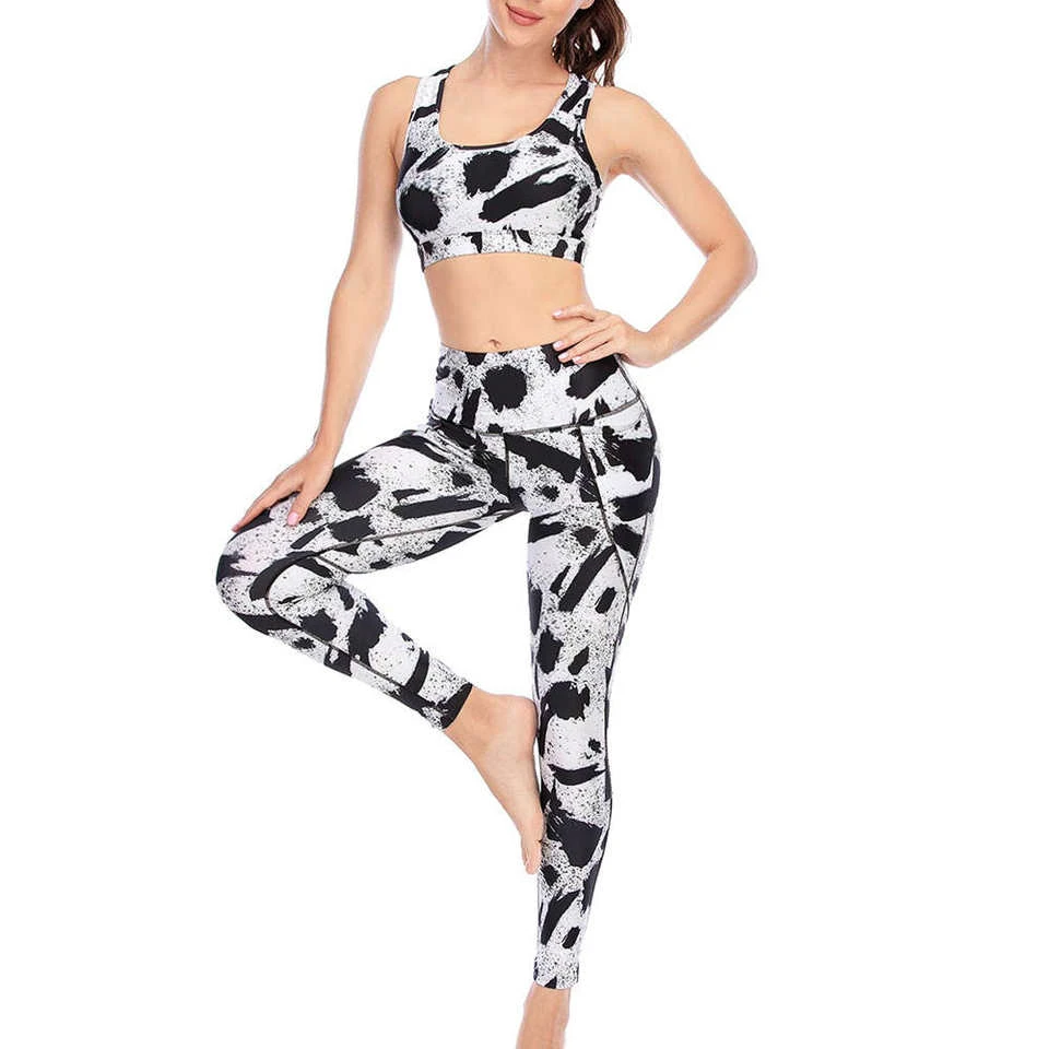 Quick Dry Breathable High-quality Spandex Yoga Sets with 2 in 1 Design and Elastic Waist for Women's Gym Fitness