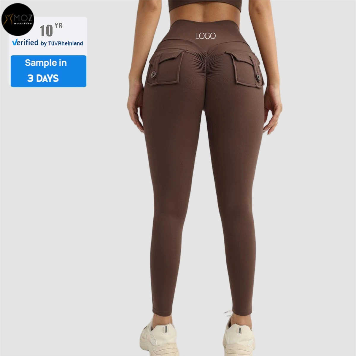 Women's Naked Sensation Solid Cargo Booty Seamless Leggings-High Waist Sculpting Yoga Pants Functional Pockets Breathable