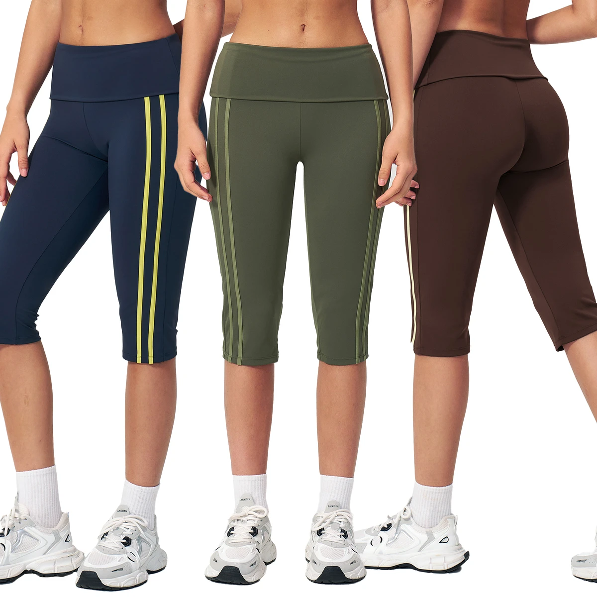 Wholesale Waist Yoga Pants Tight-fit Sports Quick-drying Solid Peach Hip-lifting Fitness Capri Pants Women Yoga Gym Leggings