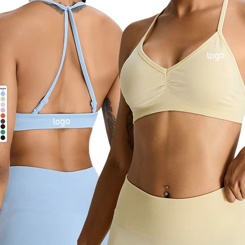 Quick Dry High Support Sports Bra with Adjustable Straps Removable Pads & V-Neck for Running Yoga Gym Daily Active Comfort