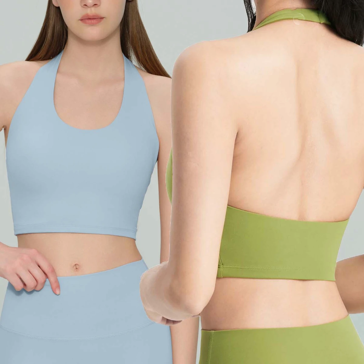 YIYI Halter-neck U-Neck Tight Backless Sports Bra Breathable Quick Dry High Elasticity Non-removable Pad Yoga Bra for Women