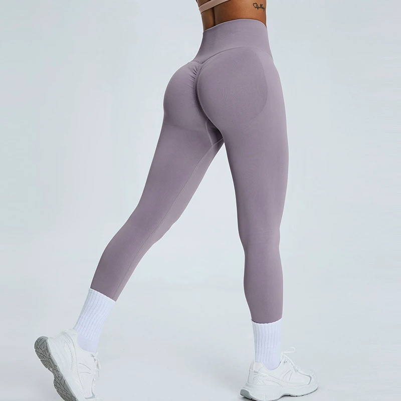 Custom Logo Seamless High Waist Leggings for Women Yoga Fitness Gym Sport Nude Scrunch Butt Tummy Control Yoga Leggings