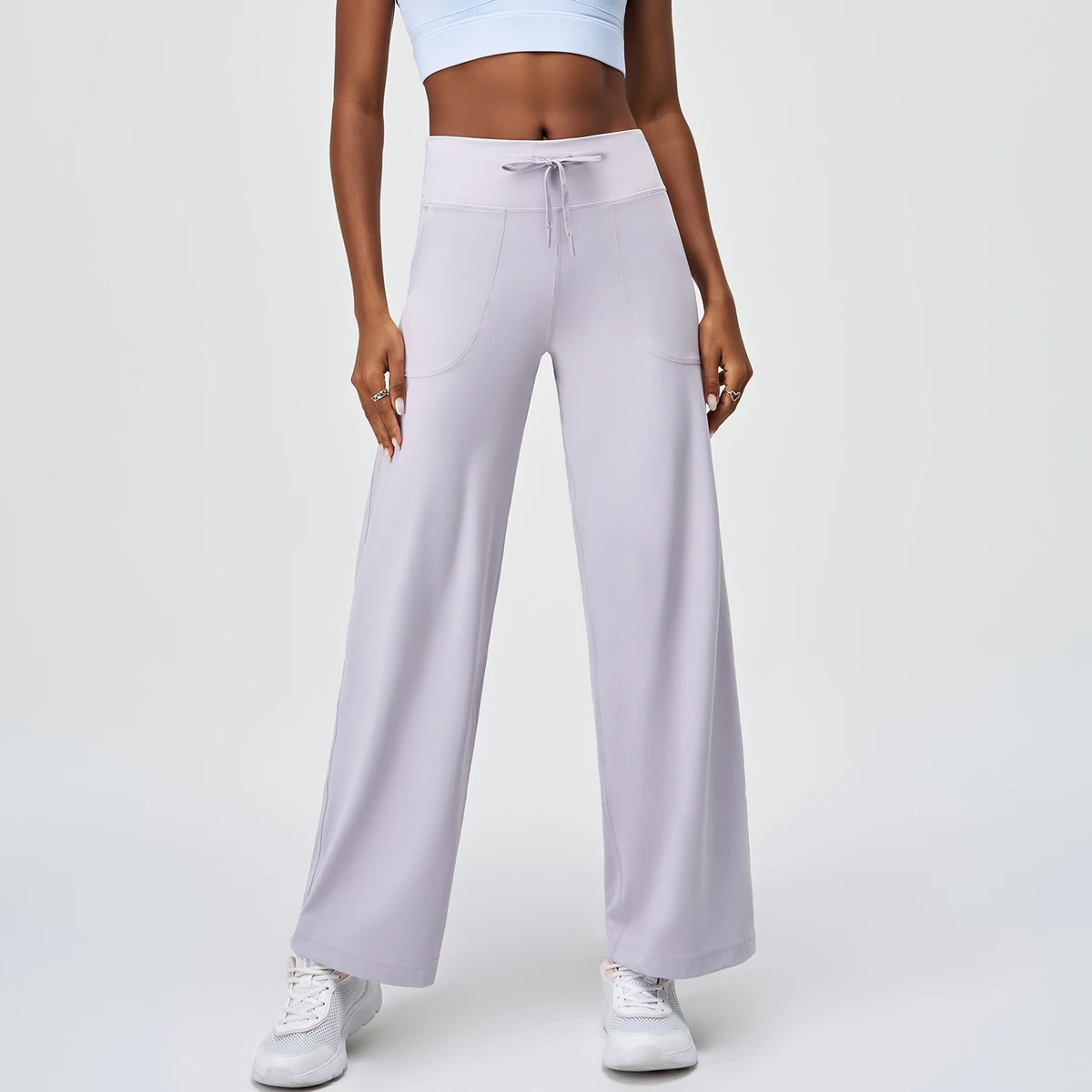 High Waist Flare Yoga Pants for Women Tummy Control Butt Lift Side Pockets Summer Loose Fit Four-Way Stretch Sports Pant