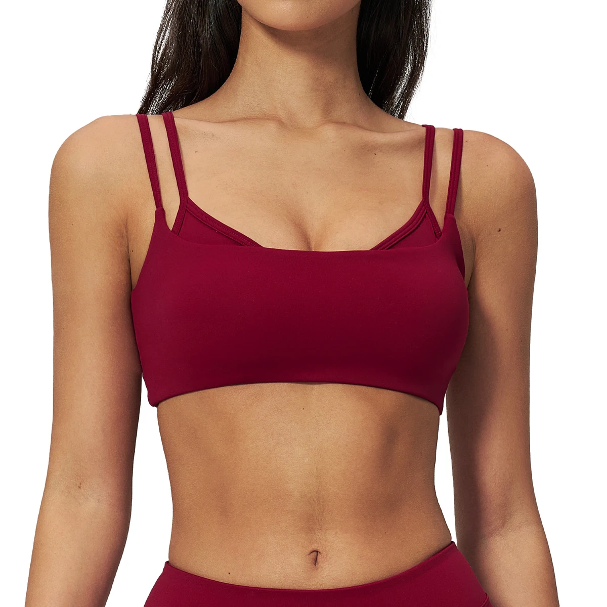 Women's Breathable Hollow Out Strappy Yoga Tops for Plus Size Sports Yoga Bra Supportive Sports Bra