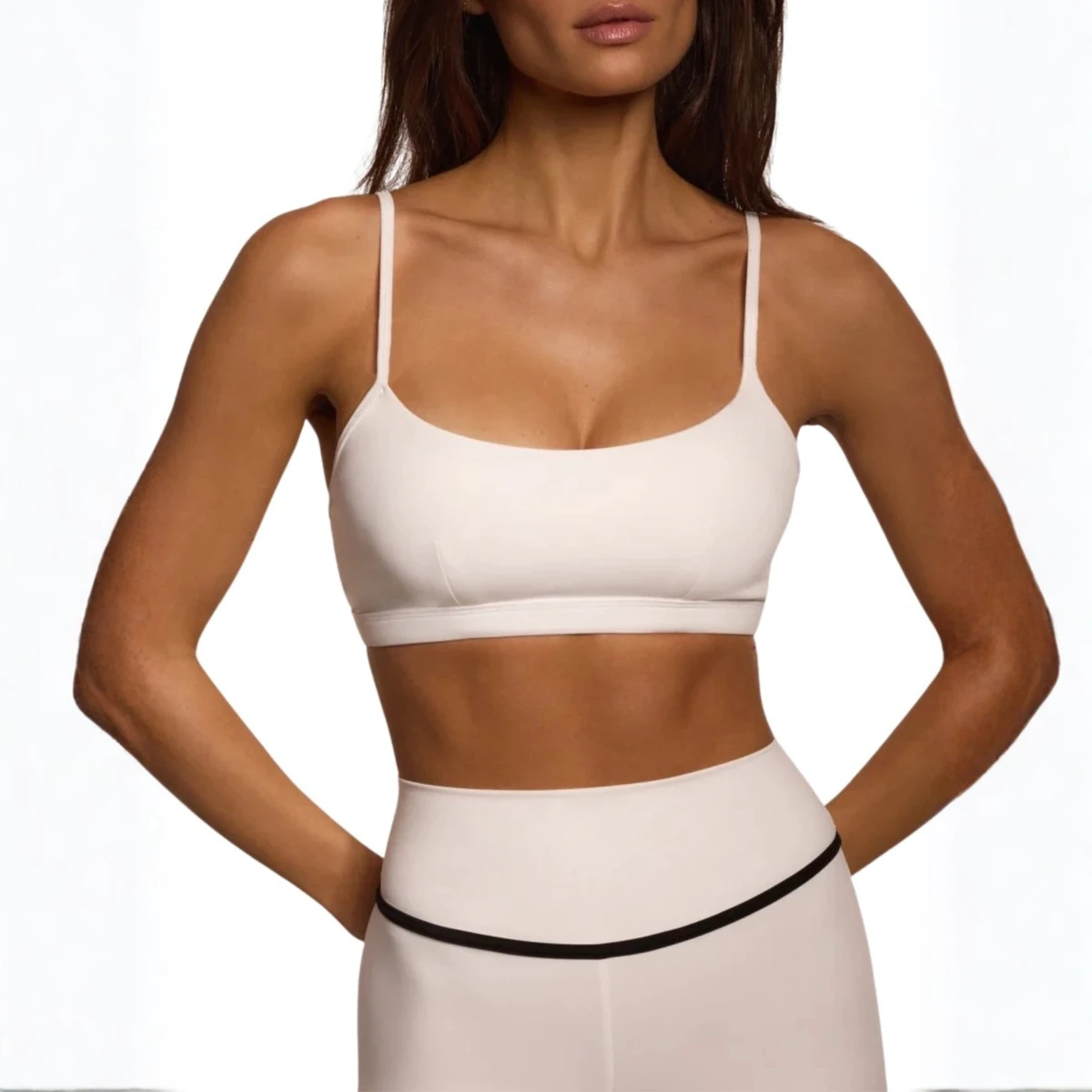 Women's Plus Size Minimalist Scoop Neck Bralette Thin Adjustable Strap Wireless Yoga Top Soft Sleep Underwear Breathable Front