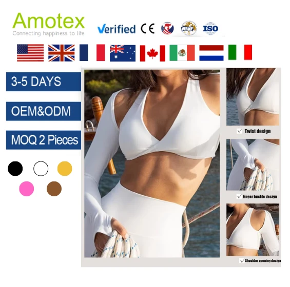 Custom Logo Workout Gym Top Twist Front Sports Bra High-end 1 Pieces Sexy Outdoor Running Sports Long Sleeve for Women