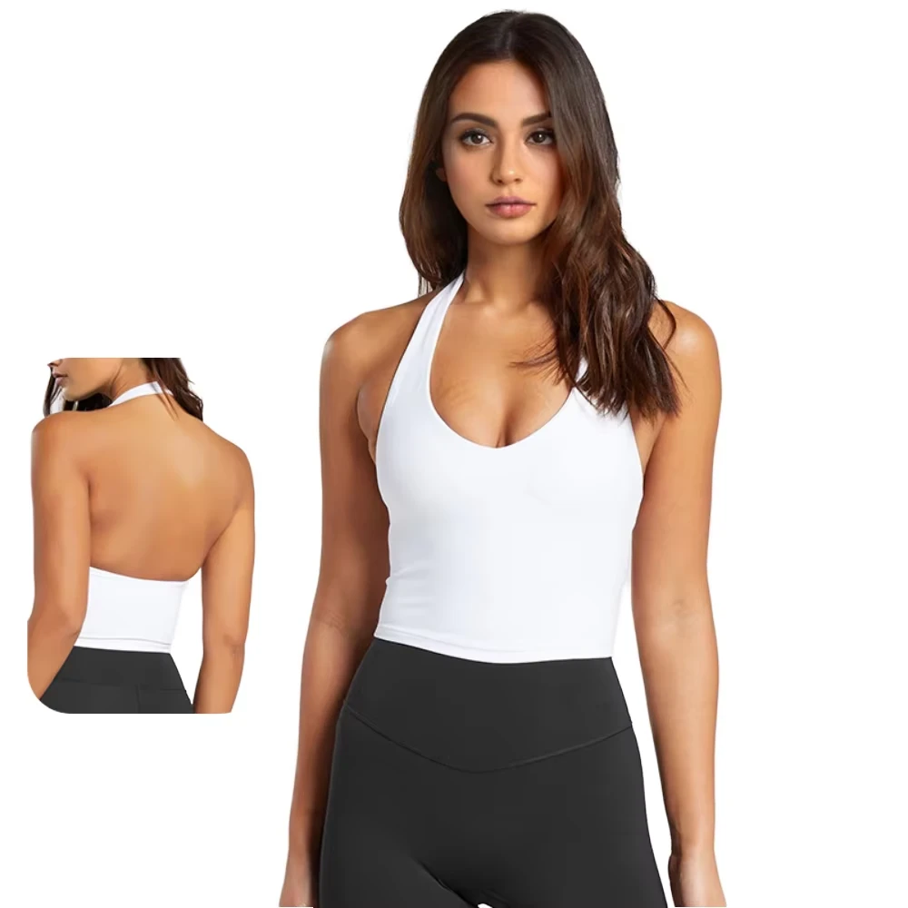 Custom Logo Front Simple Nude U-Neck High Support Sports Bra with 15 Colors Breathable for Yoga Training