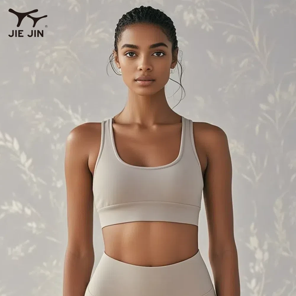 JIEJIN Custom Youth Elastic Fitness Compression Soft Running Sports Bras for Women Fitness